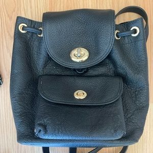 Coach Black leather mini backpack